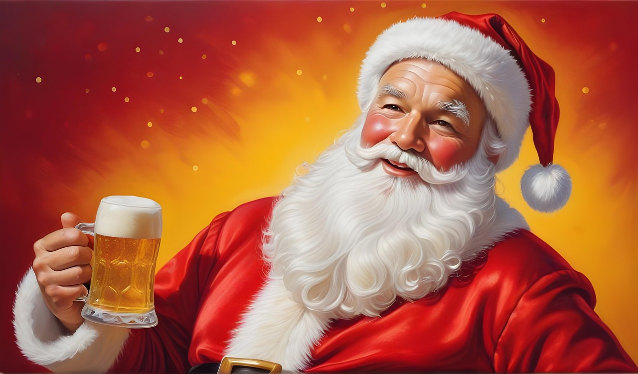 Kerstman met bierpul